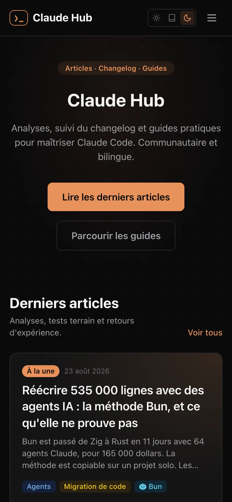 Claude Hub sur téléphone.